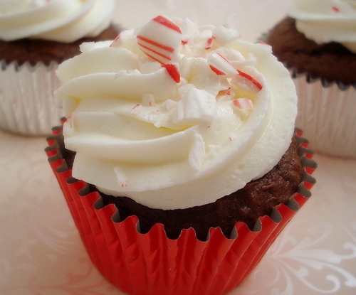These chocolate peppermint cupcakes are SO good. The cake is made from The Best Chocolate Cake Ever recipe which you can find on our site. Topped with creamy buttercream and crushed candy canes making it a holiday hit.