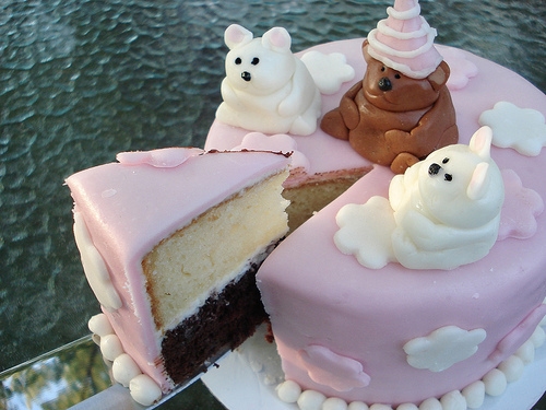 See my first Marshmallow Fondant cake with cute flowers, cute teddy bears and even fondant covered cupcakes not just a fondant covered cake!