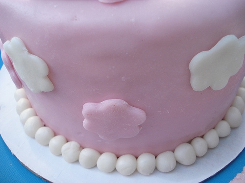 See my first Marshmallow Fondant cake with cute flowers, cute teddy bears and even fondant covered cupcakes not just a fondant covered cake!