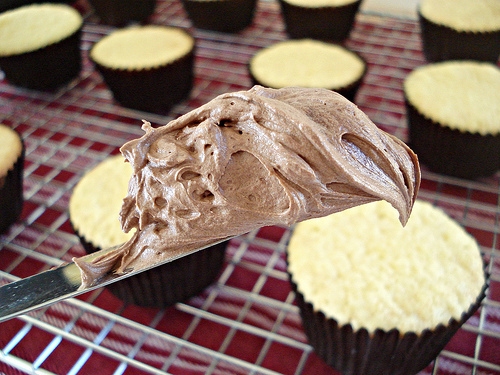 Yellow Cupcakes with Whipped Ganache