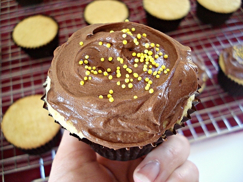 Yellow Cupcakes with Whipped Ganache