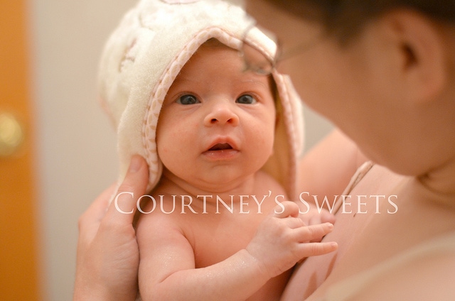 Sweet Baby's First Bath!  8/17/12