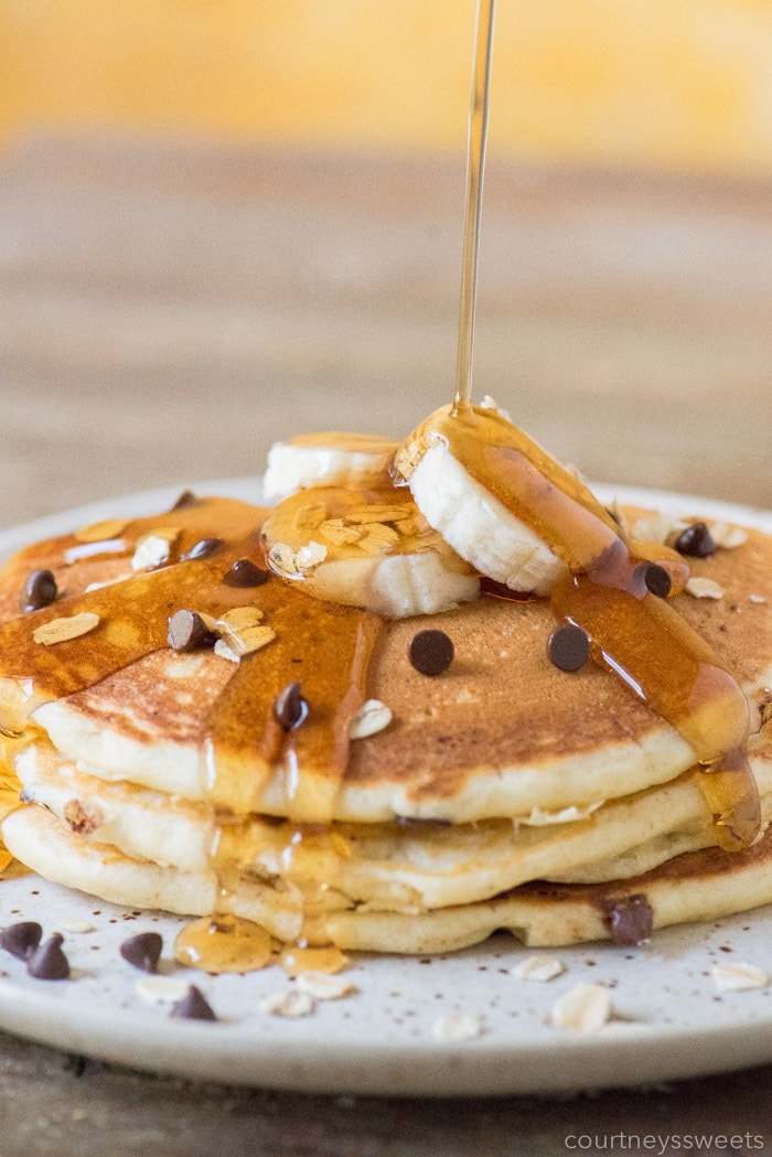 banana chocolate chip pancakes with oatmeal dairy free