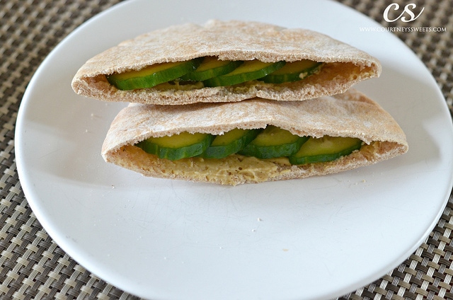 Pita Pocket with Chicken Cucumbers and Hummus