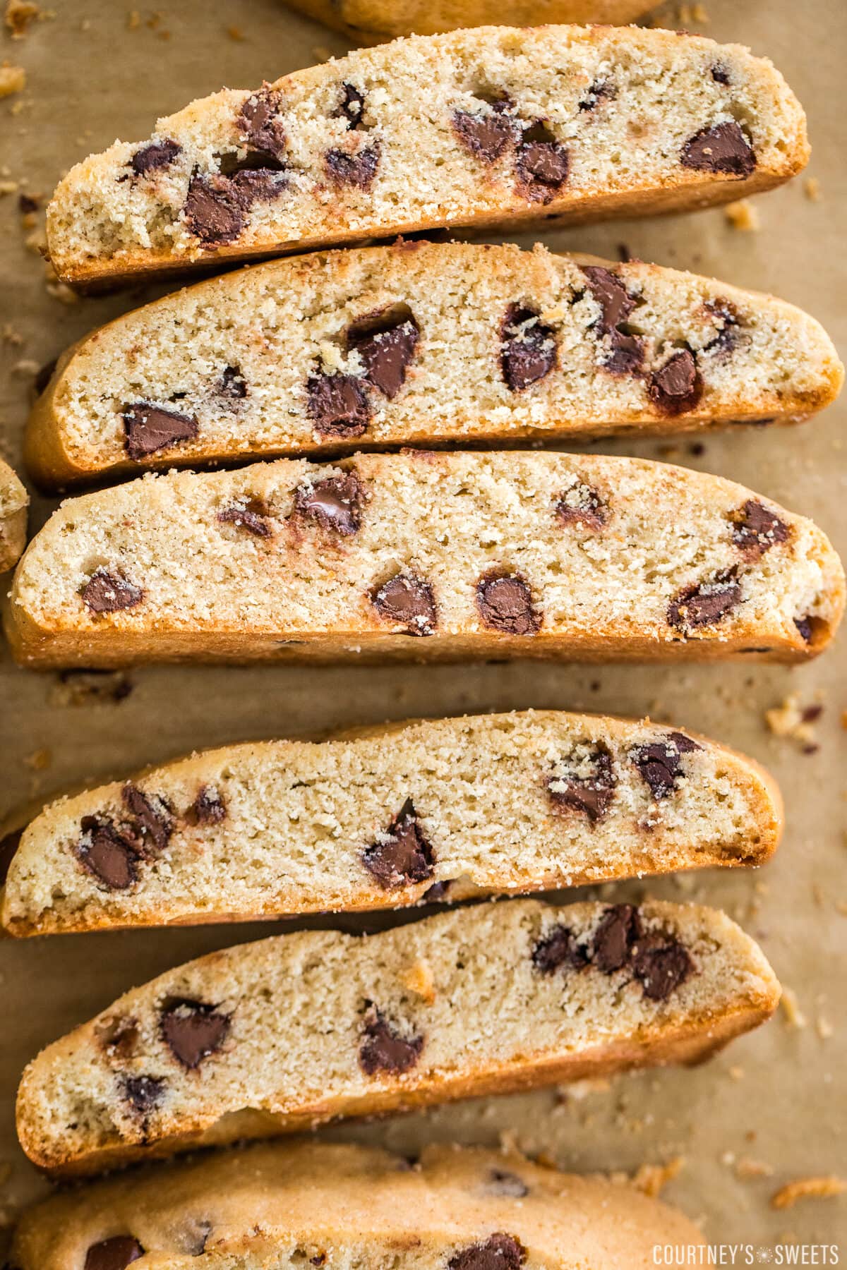 freshly cut mandel bread ready to bake again on baking sheet