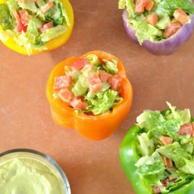 Stuffed Pepper Salad Bowls with Creamy Avocado Dressing | #BlakesPairing