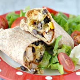 Cheesy Fiesta Chicken Burritos