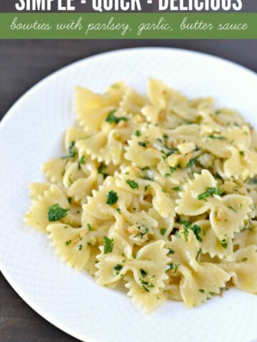 An Italian Family Favorite. Bow-ties with Parsley Garlic Butter Sauce - Simple, Quick and Delicious! Looking for the best side dish to entertain? Wow your guests with a recipe that takes less than 15 minutes to make!