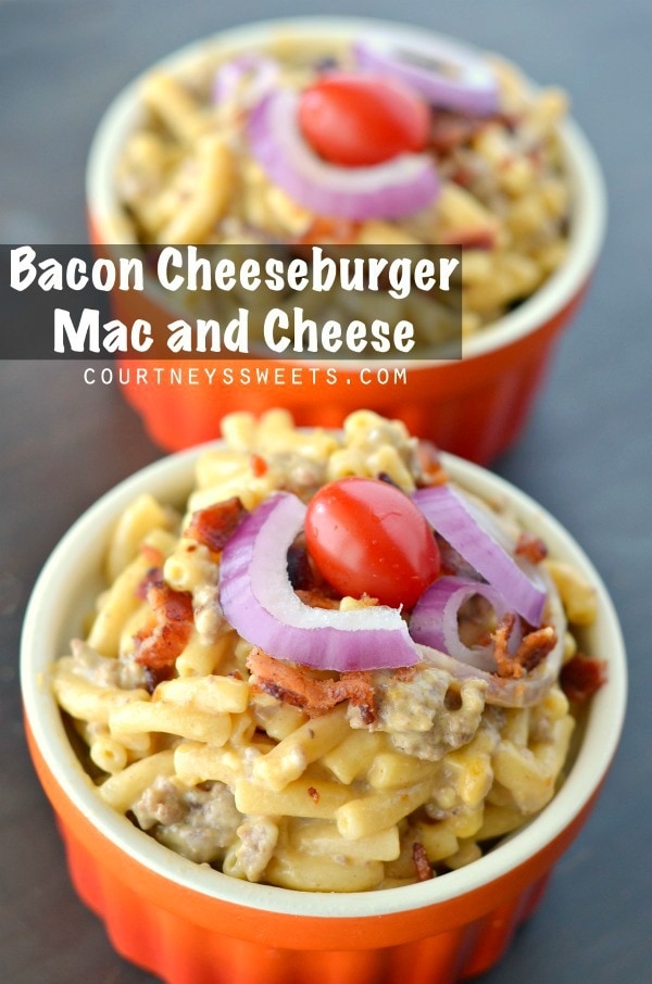 This Bacon Cheeseburger Mac and Cheese recipe is filled with everything you love in a good cheeseburger recipe, but in an easy mac and cheese instead. Bacon Cheeseburger Mac and Cheese