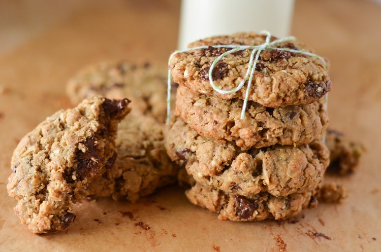 lactation cookies tied with string milk in a glass