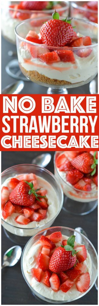 No Bake Strawberry Cheesecake. Simple quick and easy dessert recipe! We love making this delicious holiday recipe for entertaining parties.