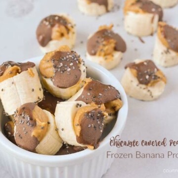 Chocolate Covered Peanut Butter Frozen Banana Protein Bites made with Protein Pantry products from Vitamin Shoppe