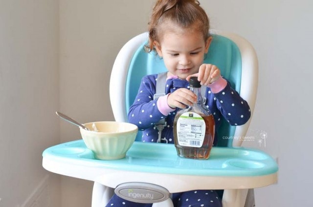 Homemade Maple Yogurt Recipe My Toddler made in her Ingenuity Trio 3-in-1 SmartClean High Chair