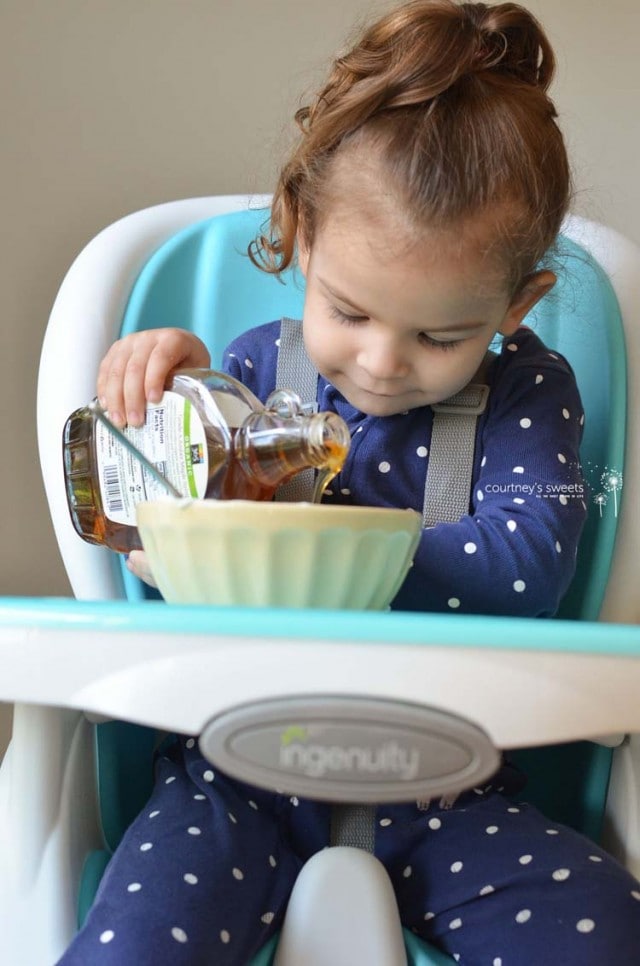 Homemade Maple Yogurt Recipe My Toddler made in her Ingenuity Trio 3-in-1 SmartClean High Chair