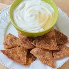 Cinnamon Sugar Tortilla Chips with Maple Yogurt Dip - Super Simple Quick and Easy Recipe for Toddlers to Make!