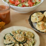 Panko and Parmesan Crusted Baked Zucchini and bathroom cleaning tips for your #HappyThanksGathering