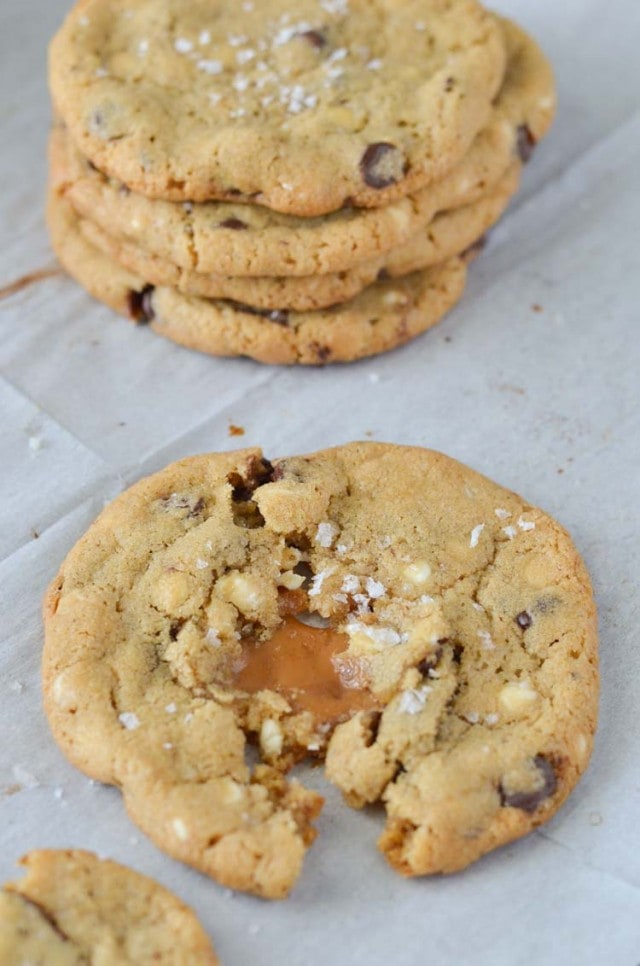 Stuffed Chocolate Chip Cookies with Sea Salt - Simple and delicious holiday cookie recipe www.courtneyssweets.com