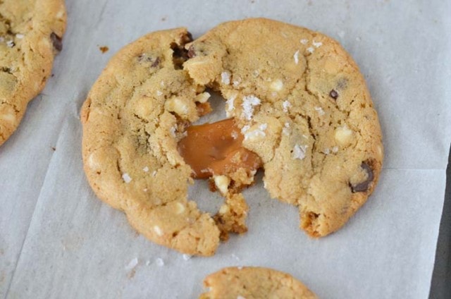 Stuffed Chocolate Chip Cookies with Sea Salt - Simple and delicious holiday cookie recipe www.courtneyssweets.com