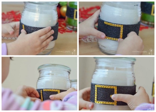 DIY GIft Santa Belt Holiday Candles - Super Simple Last minute holiday gift idea. Save money and make it at home! www.courtneyssweets.com
