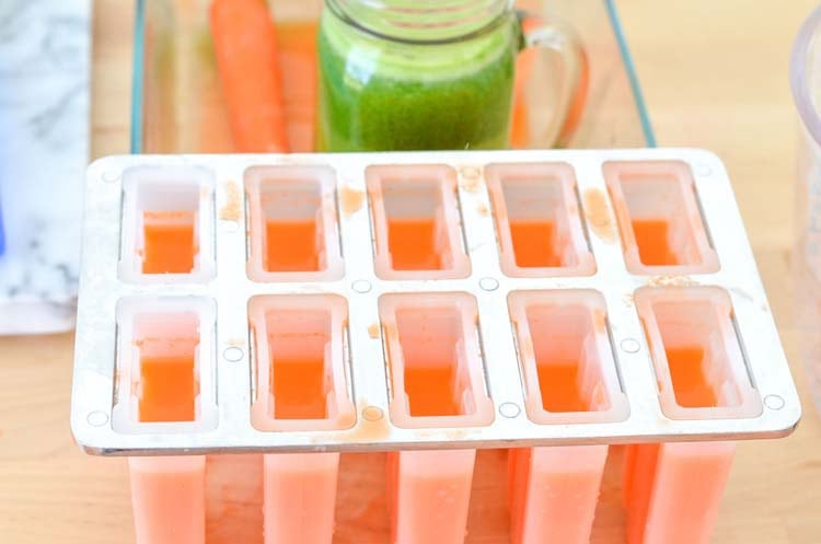 Fun Fruits and Veggies Carrot Ice Pops using Fresh Fruit and Vegetable Juice 