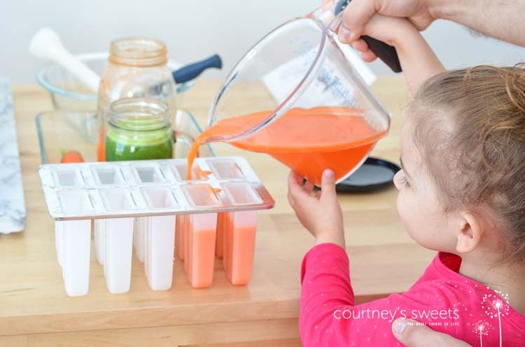 Making Fruits and Veggies Carrot Ice Pops using Fresh Fruit and Vegetable Juice
