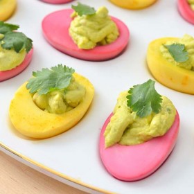 Avocado Deviled Eggs Mini Chef Mondays Recipe for Easter Kid Friendly and Naturally Dyed