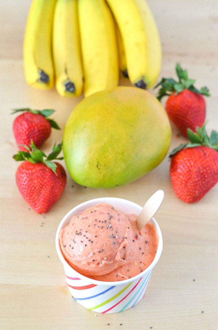 Mango Strawberry Banana Ice Cream Recipe Vegan, Healthy, Natural, Fresh and Delicious!