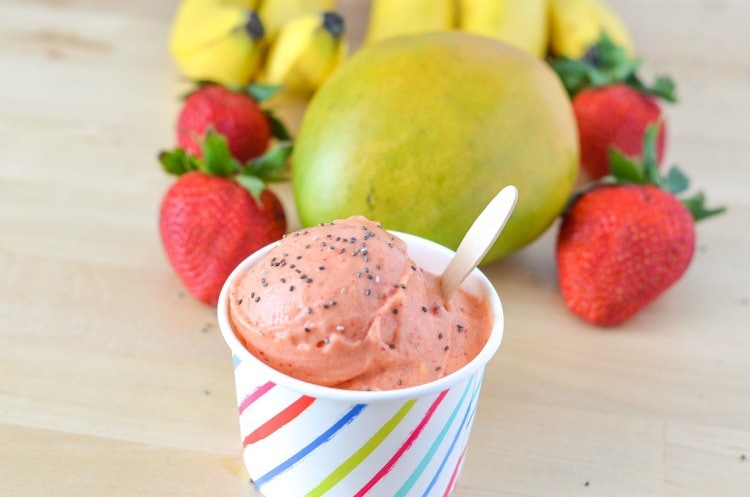 Mango Strawberry Banana Ice Cream Recipe Vegan, Healthy, Natural, Fresh and Delicious!