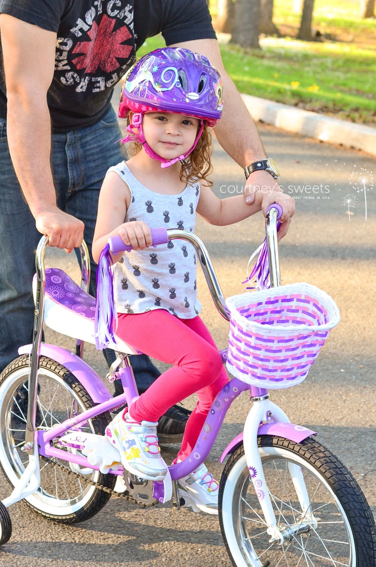 how to ride a bike, toddler style with Scwhinn! First Big Girl Bike!!