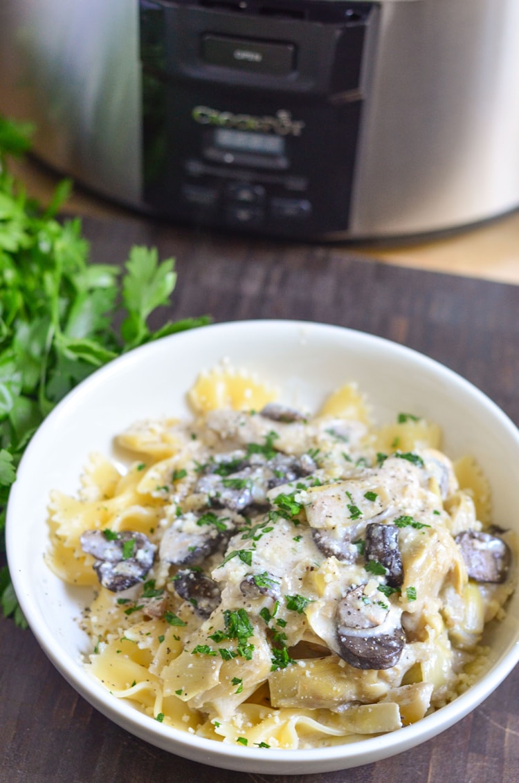 Slow Cooker Chicken Mushrooms and Artichokes