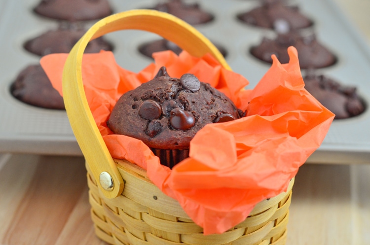 Double Chocolate Chip Muffins made a little healthier! The healthy recipe swaps are less fat, less sugar, but not less flavor. :) While you wait for your delicious muffin recipe to bake, your mini chef can enjoy playing in the Step2 Grand Luxe Kitchen!