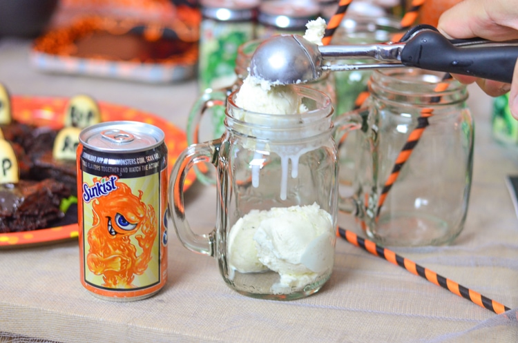 Eye Scream Floats are perfect for your Halloween Party and entertaining! We had so much fun throwing our Eye Scream You Scream we all Scream for Eye Scream Soda Floats Party that we even made simple recipe videos to show you how to make these spooktacular treats! Have fun making this DIY with all your friends and family. We also share graveyard brownies and finger licking good popcorn!