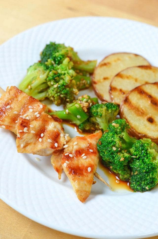 Teriyaki Chicken Skewers and Sweet Citrus Tea a tasty grilled meal with a refreshing tea mocktail. Healthy and delicious!