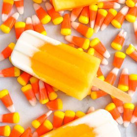 Our Candy Corn Ice Pops on Mini Chef Mondays make a delicious fall treat, especially for Halloween entertaining. We make ice pops regularly and this is a combination of my daughter's favorites! We use fresh fruit and yogurt for the layers. Healthy whole food ingredients for a nutritious dessert.