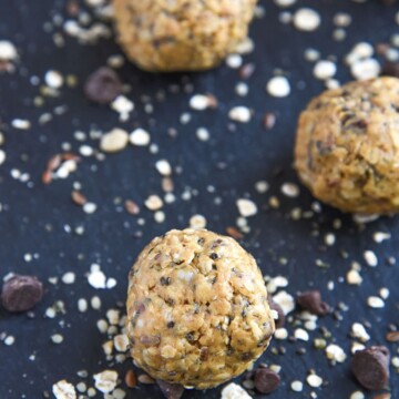 Easy Peanut Butter Balls are simple to make and packed with protein! Great quick and healthy snack for back to school.