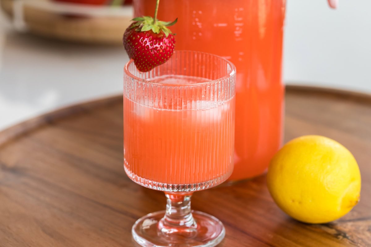 strawberry lemonade fresh in a cup.