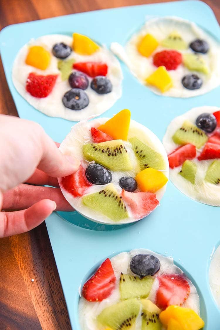 Frozen Yogurt Fruit Bark Mini Chef Mondays Recipe Whole Milk Yogurt, Organic Fresh Fruit, easy healthy snack Healthy Food Dessert Recipe