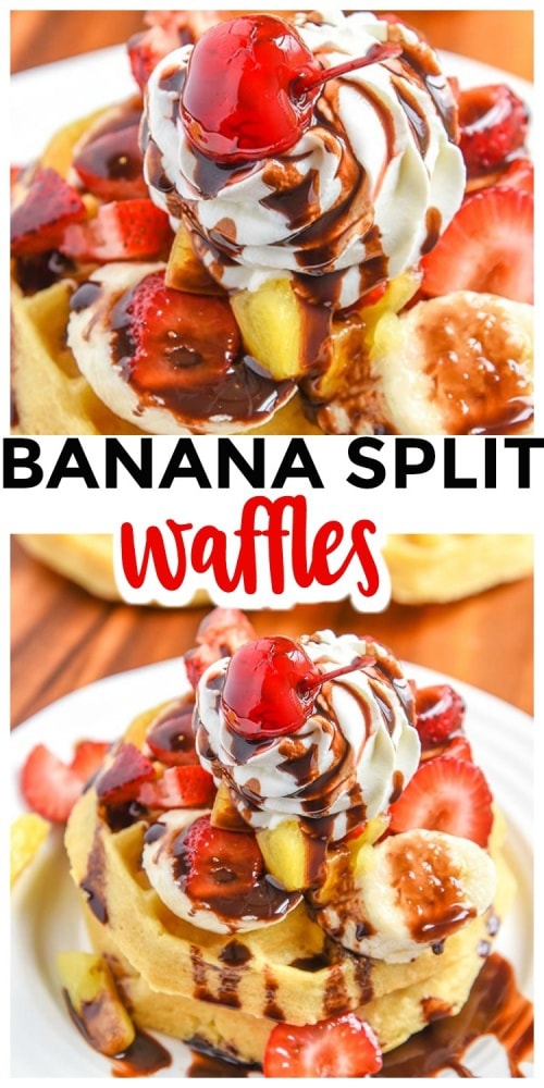 Banana Split Breakfasts are my absolute favorite. Especially this Banana Split Waffles Breakfast! Fun twist on a classic dessert recipe turned into a tasty breakfast recipe.