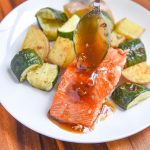 This Maple Salmon Recipe is one of my favorite baked salmon recipes! It cooks up quickly and you could even cook it from frozen! The maple sauce is so delicious and not just for salmon, you could even use it on shrimp, pork, chicken, or even beef. Glaze