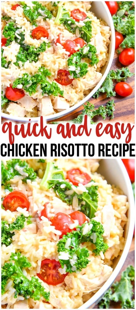 Make this Easy Chicken Risotto Recipe if you want a quick and easy delicious dinner recipe that takes less than 30 minutes to prep and cook!