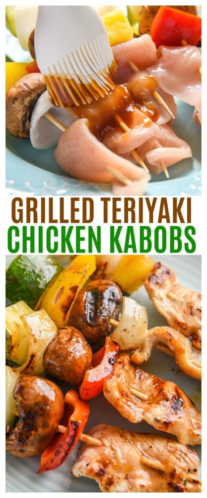 Easy Teriyaki Chicken Kabobs with veggies and our secret weapon chicken kabob marinade. This kabob recipe is great for kids and adults!