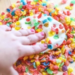 Make this Marshmallow Play Dough recipe for Mini Chef Mondays! Easy DIY Craft fun for kids. Fruity Pebbles