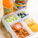 Easy Taco Lunch Kit for Back to School. Use a bento lunchbox for school, or even enjoy this as a Taco Tuesday Family Dinner! Products at Walmart
