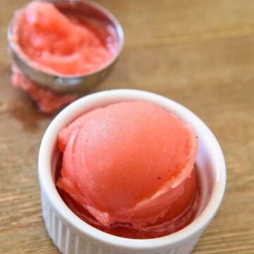 Refreshing Watermelon Sorbet Recipe! Make this fun frozen treat in less than 5 minutes. Scoops!