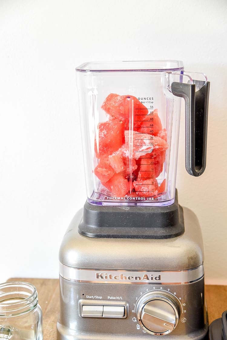 Refreshing Watermelon Sorbet Recipe! Make this fun frozen treat in less than 5 minutes. Blender