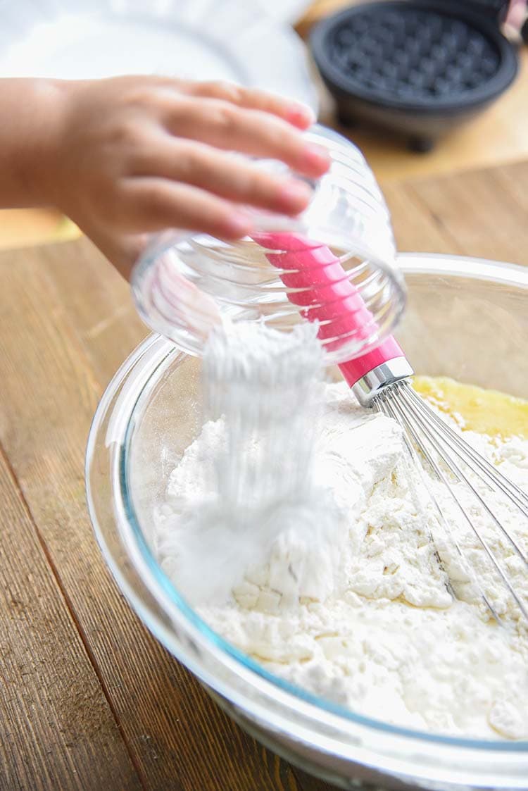 Easy Homemade Waffles Recipe for a fun family breakfast! Thick, crispy, fluffy, waffles at home! (making the waffle batter)