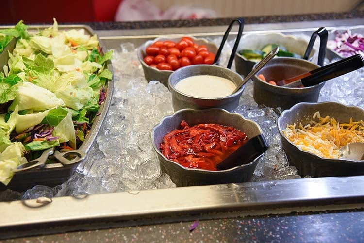 salad bar at Chuck E. Cheese's