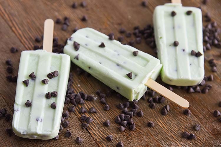 Mint Chocolate Chip Popsicles, YUM