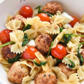 Warm Pasta Salad with Meatballs