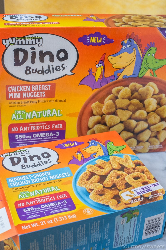 yummy dino chicken nuggets packaging